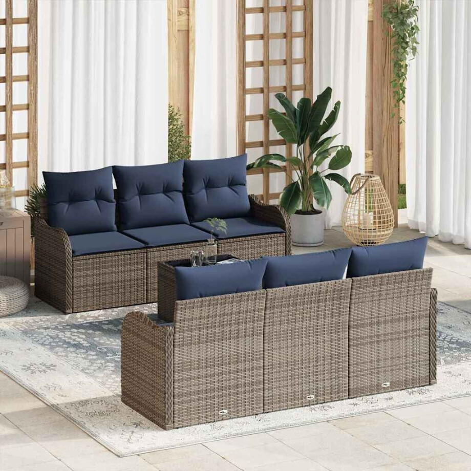 vidaXL Tuin Sofa Set Grijs 55 x 55 x 37 cm poly rattan afbeelding 1