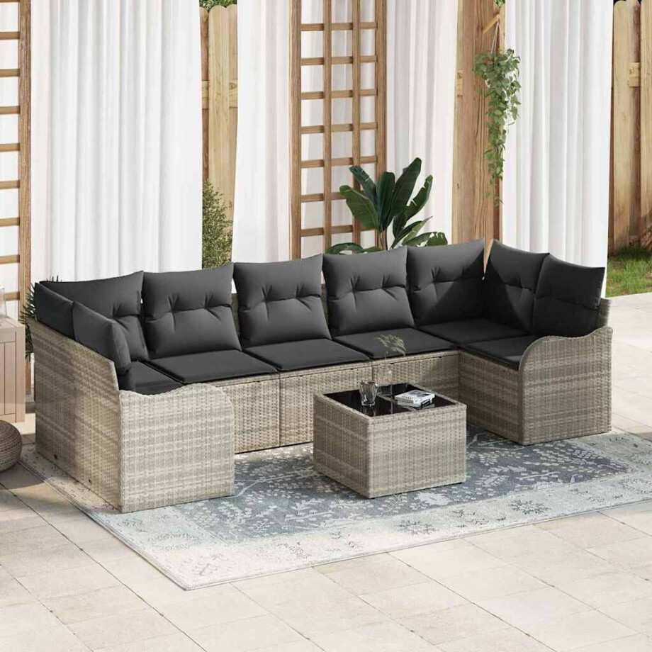 vidaXL Tuin Sofa Set Lichtgrijs 55 x 55 x 37 cm poly rattan afbeelding 1