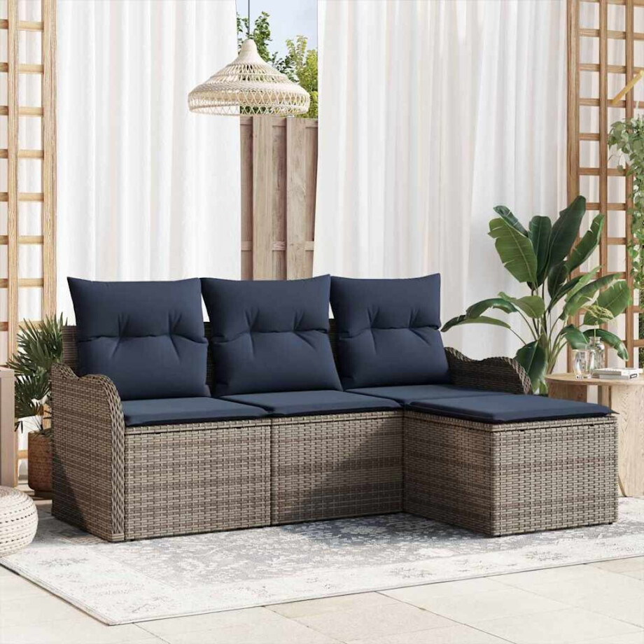 vidaXL Tuin Sofa Set Grijs poly rattan afbeelding 1