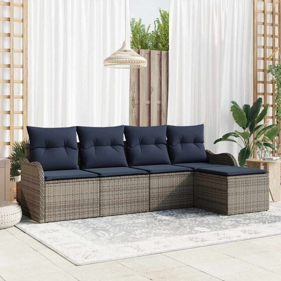 vidaXL Tuin Sofa Set Grijs poly rattan afbeelding 1