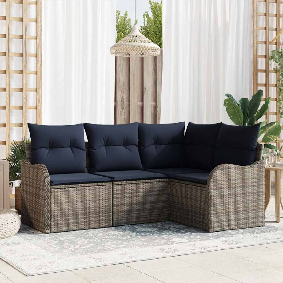 vidaXL Tuin Sofa Set Grijs poly rattan afbeelding 1
