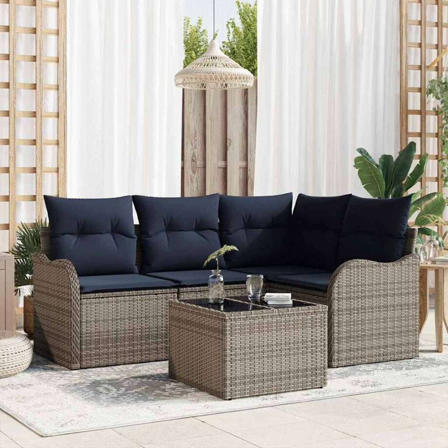 vidaXL Tuin Sofa Set Grijs poly rattan afbeelding 1