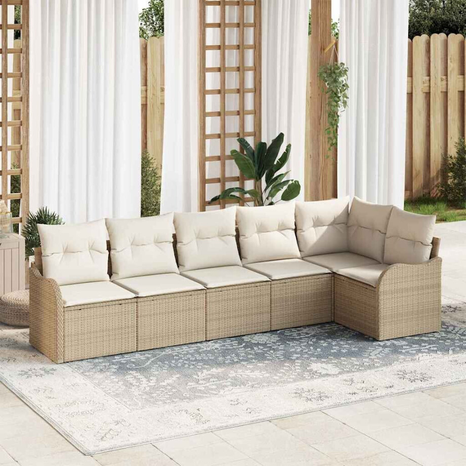 vidaXL Tuin Sofa Set Beige poly rattan afbeelding 1
