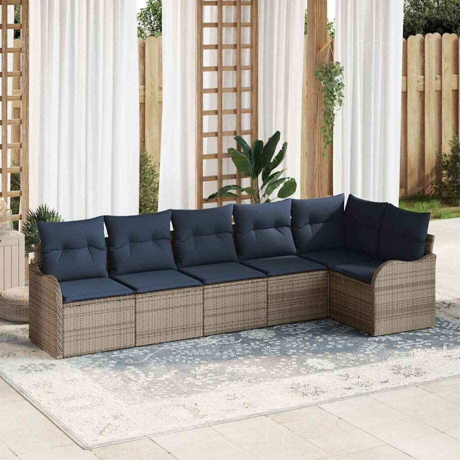 vidaXL Tuin Sofa Set 6 st Grijs poly rattan vidaXL Tuin Sofa Set 6 st Grijs poly rattan afbeelding 1