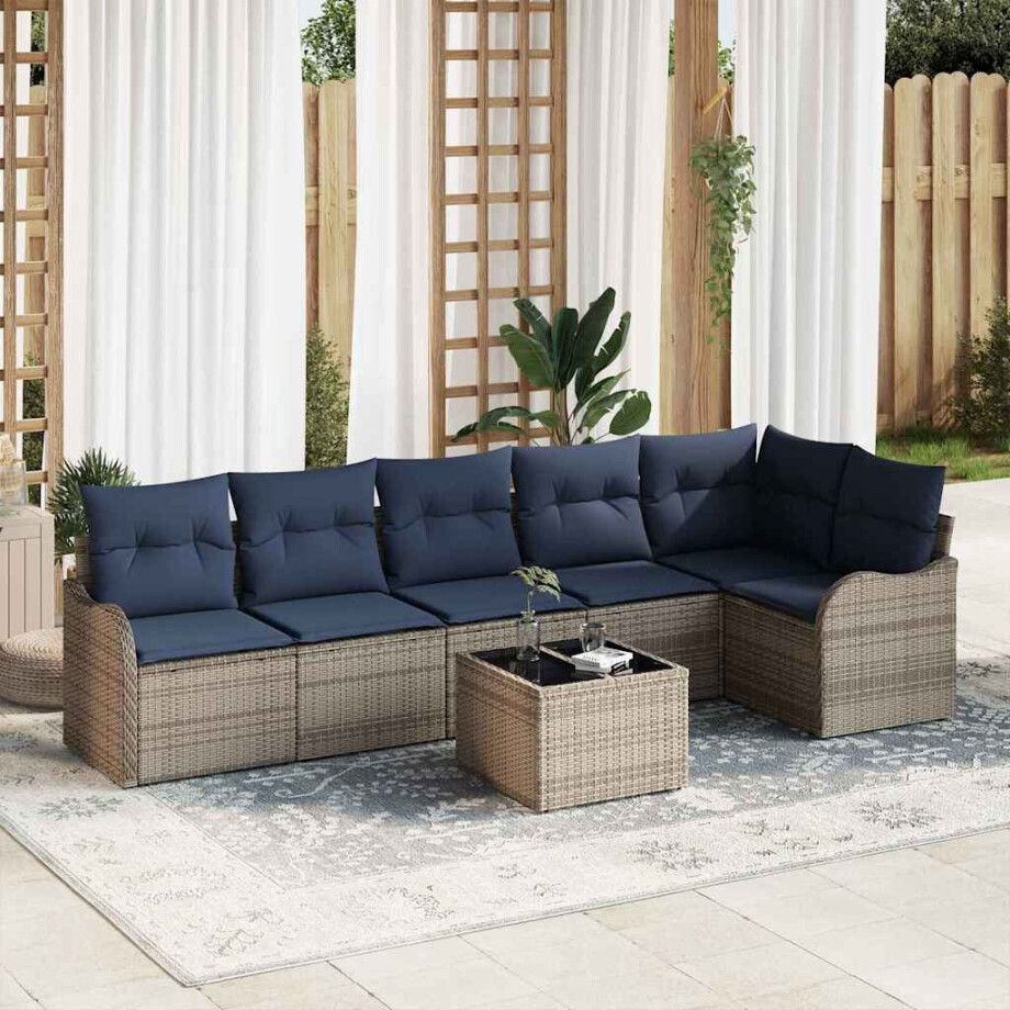 vidaXL Tuin Sofa Set Grijs poly rattan afbeelding 1