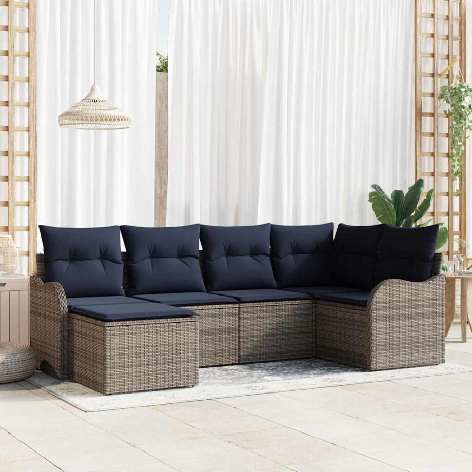 vidaXL Tuin Sofa Set Grijs poly rattan afbeelding 1