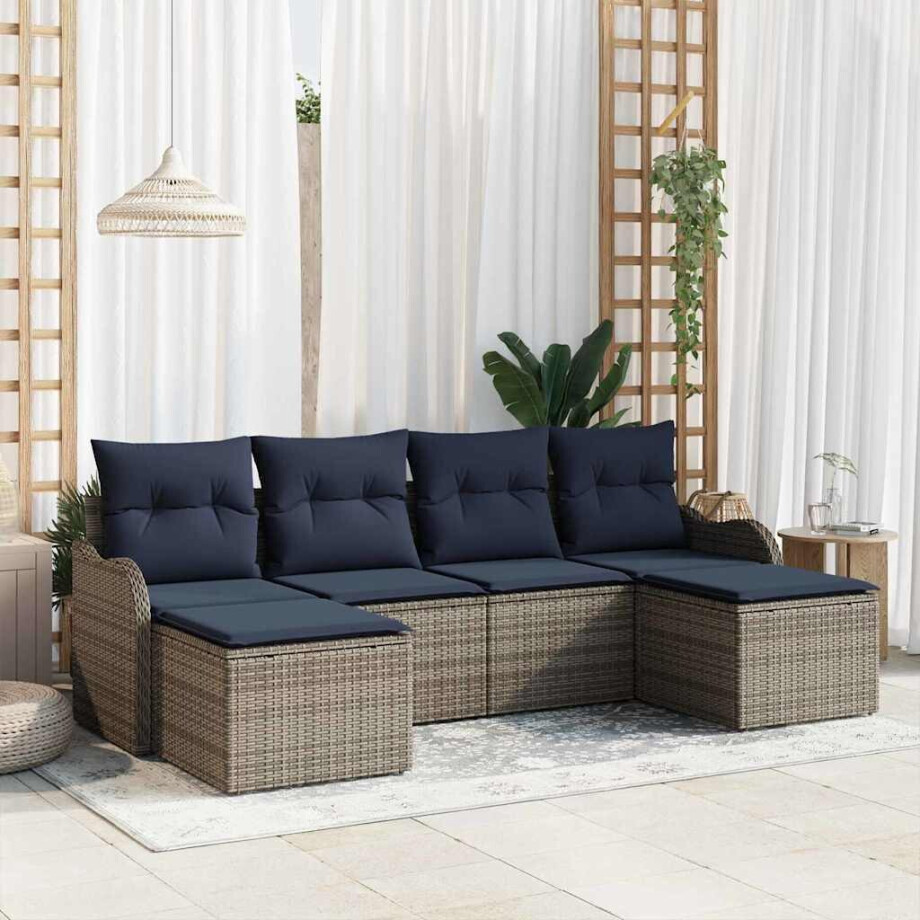 vidaXL Bankstel 6 st Grijs Polyester afbeelding 1