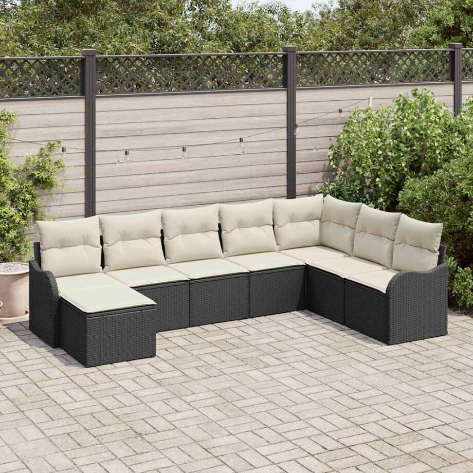 vidaXL Tuin Sofa Set Zwart poly rattan afbeelding 1