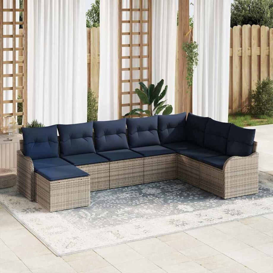 vidaXL Tuin Sofa Set Grijs poly rattan afbeelding 1