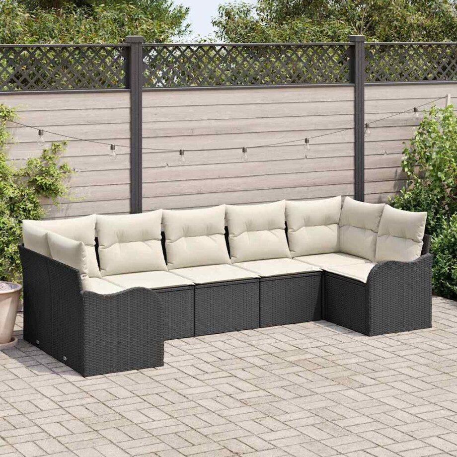 vidaXL Tuin Sofa Set Zwart poly rattan afbeelding 1
