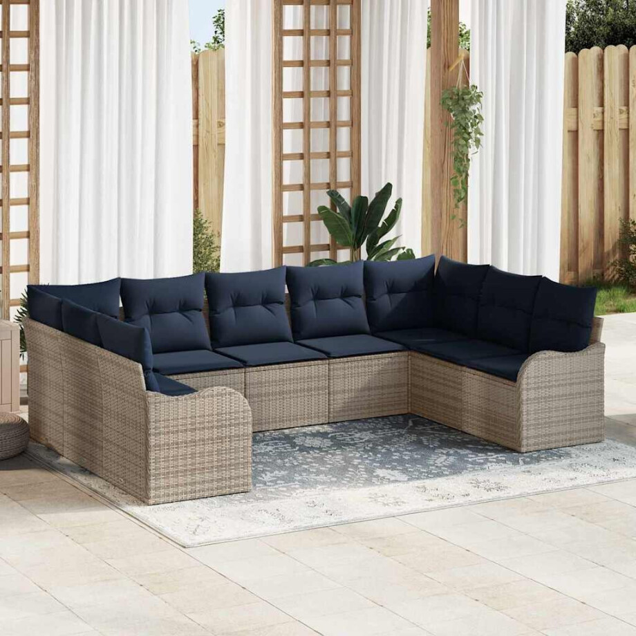 vidaXL Tuin Sofa Set Grijs poly rattan afbeelding 1