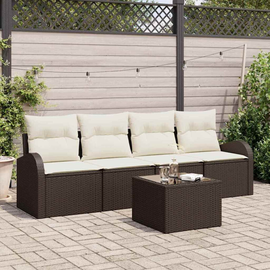 vidaXL Tuin Sofa Set Bruin 55 x 55 x 37 cm poly rattan vidaXL Tuin Sofa Set Bruin 55 x 55 x 37 cm poly rattan afbeelding 1