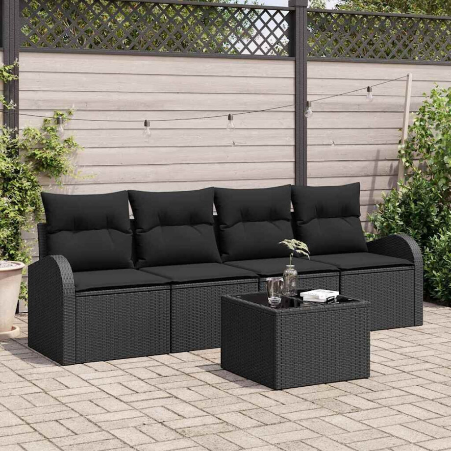 vidaXL Tuin Sofa Set Zwart 55 x 55 x 37 cm poly rattan vidaXL Tuin Sofa Set Zwart 55 x 55 x 37 cm poly rattan afbeelding 1