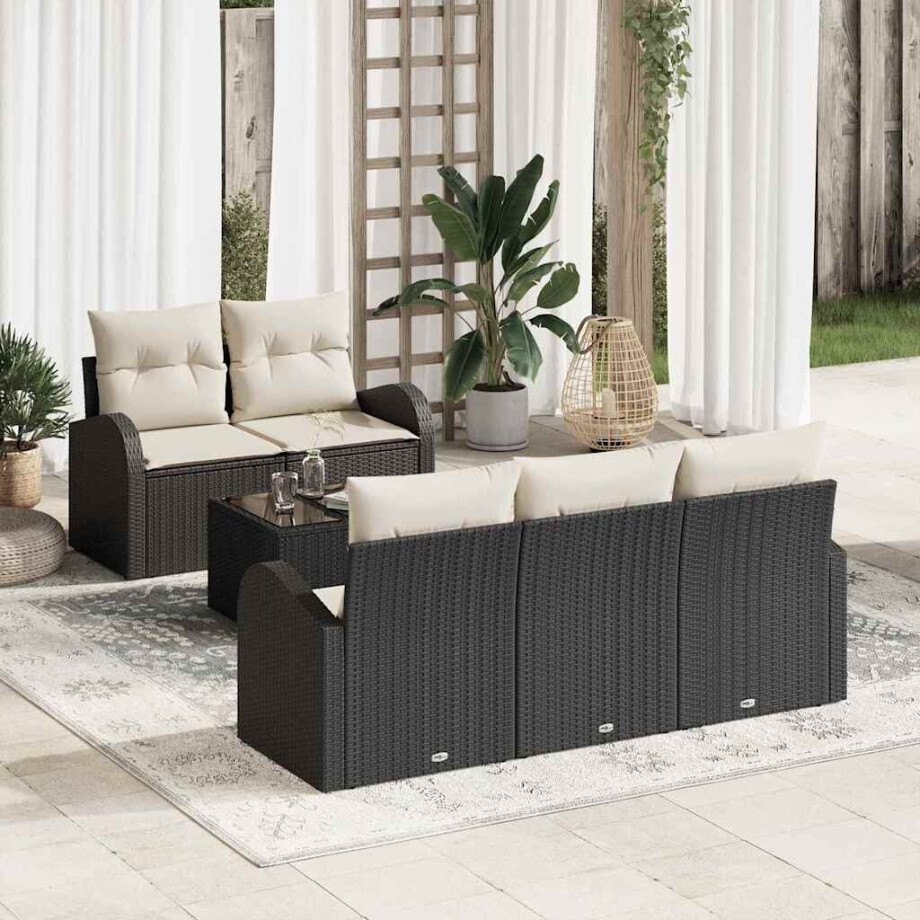 vidaXL Tuin Sofa Set Zwart 55 x 55 x 37 cm poly rattan vidaXL Tuin Sofa Set Zwart 55 x 55 x 37 cm poly rattan afbeelding 1