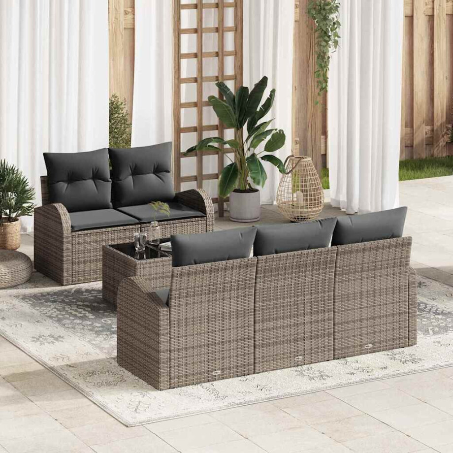 vidaXL Tuin Sofa Set Grijs 55 x 55 x 37 cm poly rattan vidaXL Tuin Sofa Set Grijs 55 x 55 x 37 cm poly rattan afbeelding 1