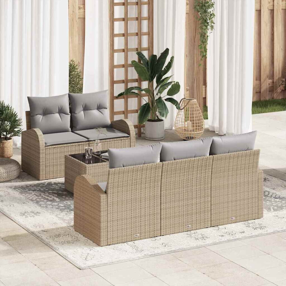 vidaXL Tuin Sofa Set Beige 55 x 55 x 37 cm poly rattan vidaXL Tuin Sofa Set Beige 55 x 55 x 37 cm poly rattan afbeelding 1