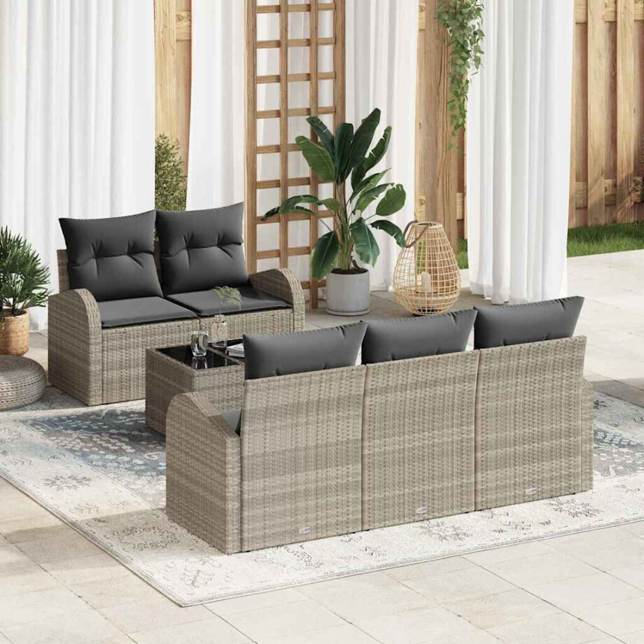 vidaXL Tuin Sofa Set Lichtgrijs 55 x 55 x 37 cm poly rattan afbeelding 1