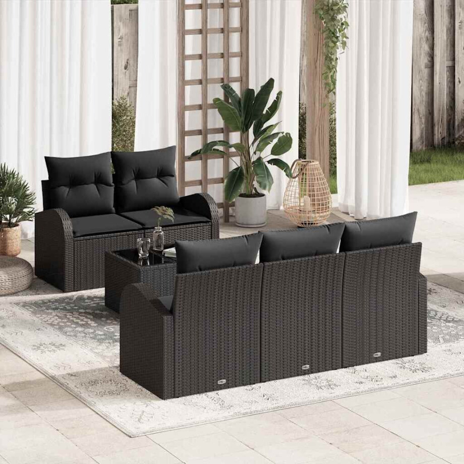 vidaXL Tuin Sofa Set Zwart 55 x 55 x 37 cm poly rattan afbeelding 1