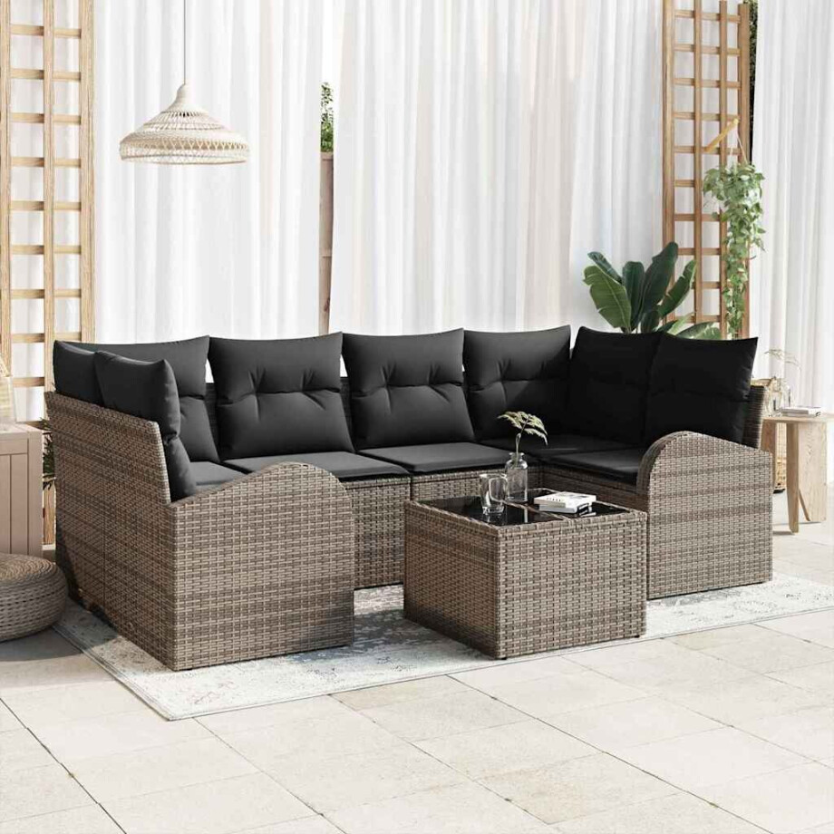 vidaXL Tuin Sofa Set Grijs 55 x 55 x 37 cm poly rattan afbeelding 1
