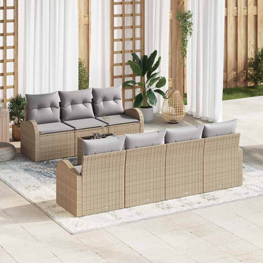 vidaXL Tuin Sofa Set Beige 55 x 55 x 37 cm poly rattan afbeelding 1