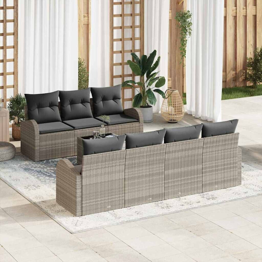 vidaXL Tuin Sofa Set Lichtgrijs 55 x 55 x 37 cm poly rattan afbeelding 1