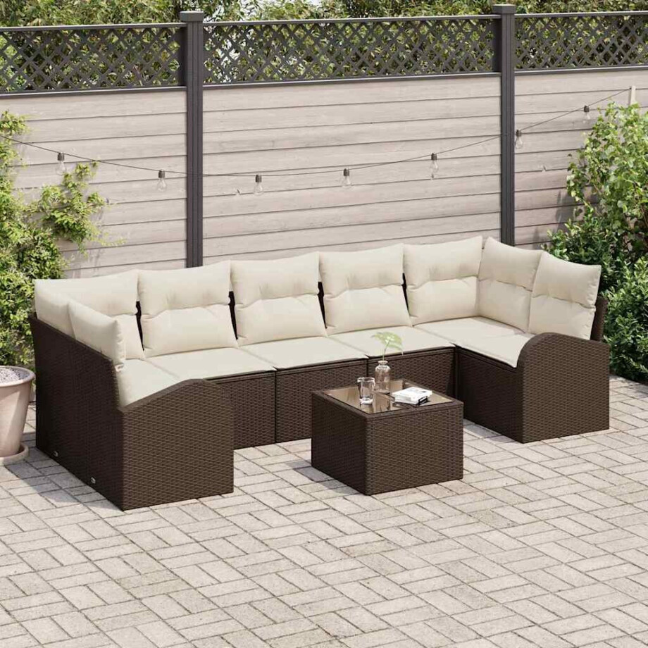 vidaXL Tuin Sofa Set Bruin 55 x 55 x 37 cm poly rattan afbeelding 1