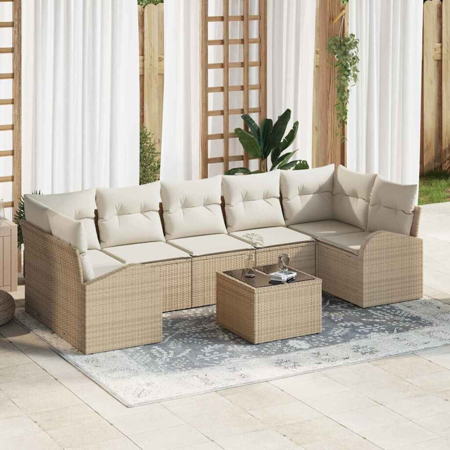 vidaXL Tuin Sofa Set Beige 55 x 55 x 37 cm poly rattan vidaXL Tuin Sofa Set Beige 55 x 55 x 37 cm poly rattan afbeelding 1