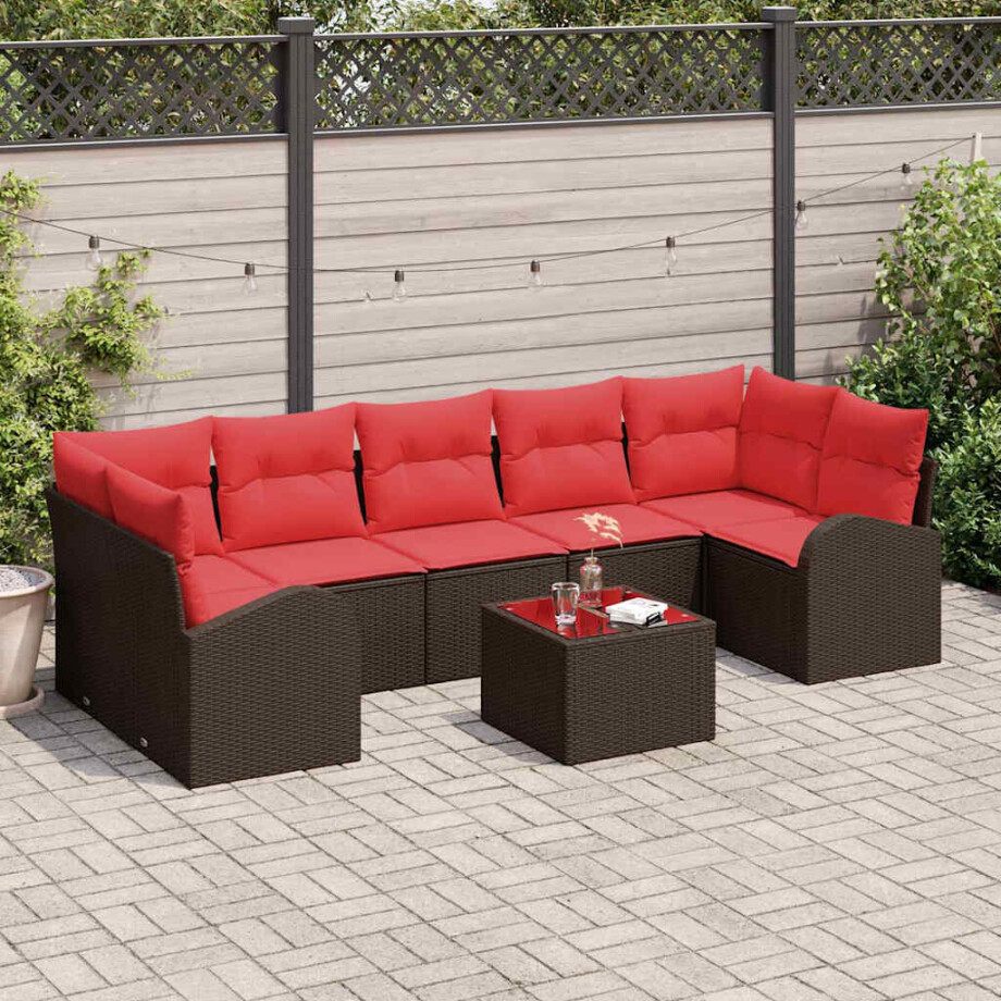 vidaXL Tuin Sofa Set Bruin en Rood 55 x 55 x 37 cm poly rattan vidaXL Tuin Sofa Set Bruin en Rood 55 x 55 x 37 cm poly rattan afbeelding 1