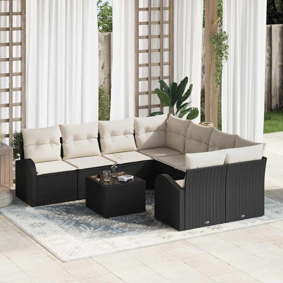 vidaXL Tuin Sofa Set Zwart 55 x 55 x 37 cm poly rattan afbeelding 1