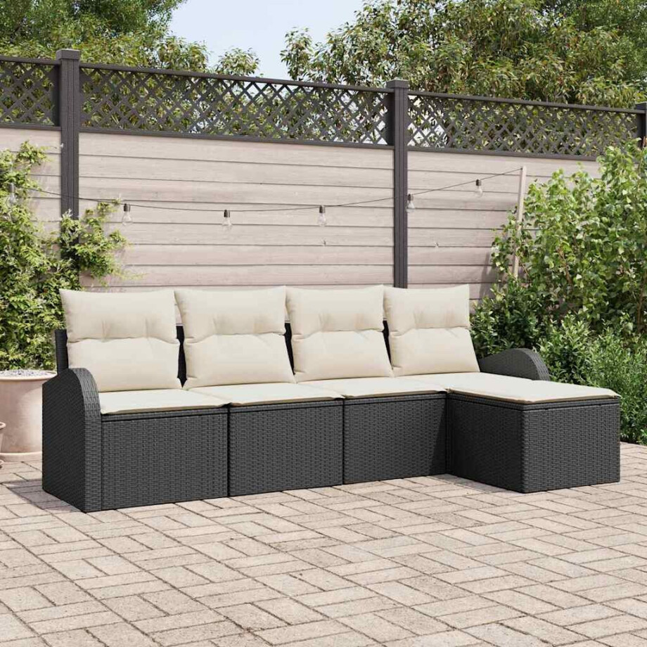vidaXL Tuin Sofa Set 5 pcs Zwart poly rattan afbeelding 1