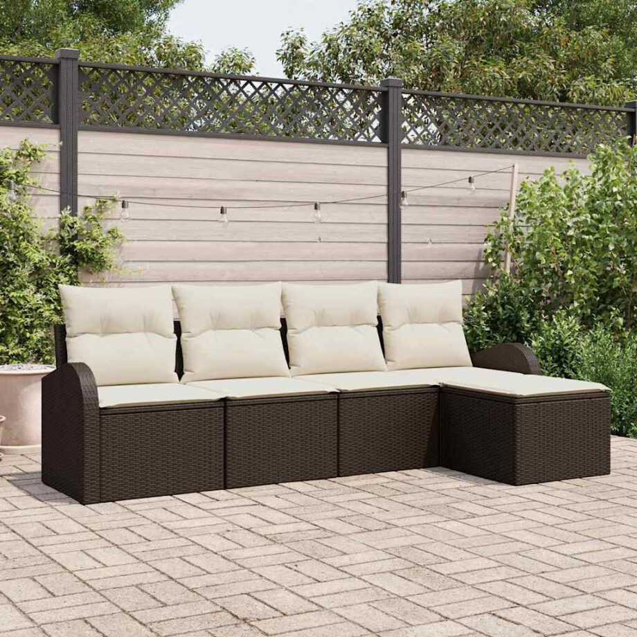 vidaXL Tuin Sofa Set 5 pcs Bruin poly rattan afbeelding 1