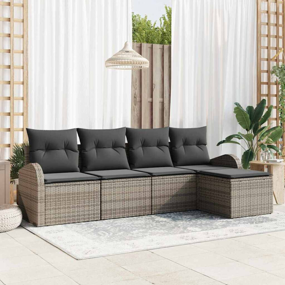 vidaXL Tuin Sofa Set Grijs poly rattan afbeelding 1