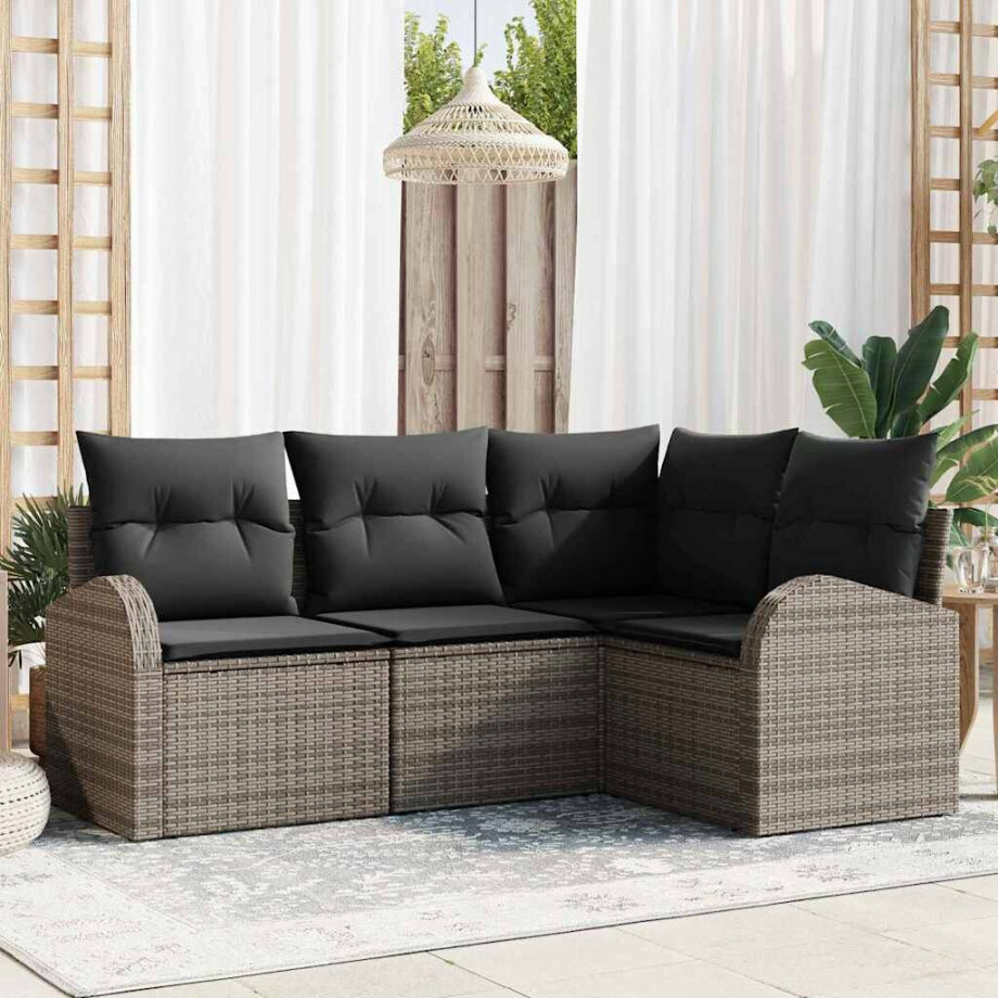 vidaXL Tuin Sofa Set Grijs poly rattan afbeelding 1