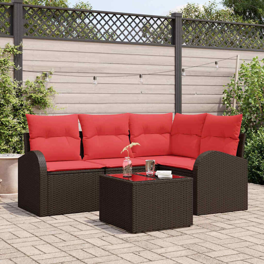 vidaXL Tuin Sofa Set 5 pcs Bruin poly rattan vidaXL Tuin Sofa Set 5 pcs Bruin poly rattan afbeelding 1