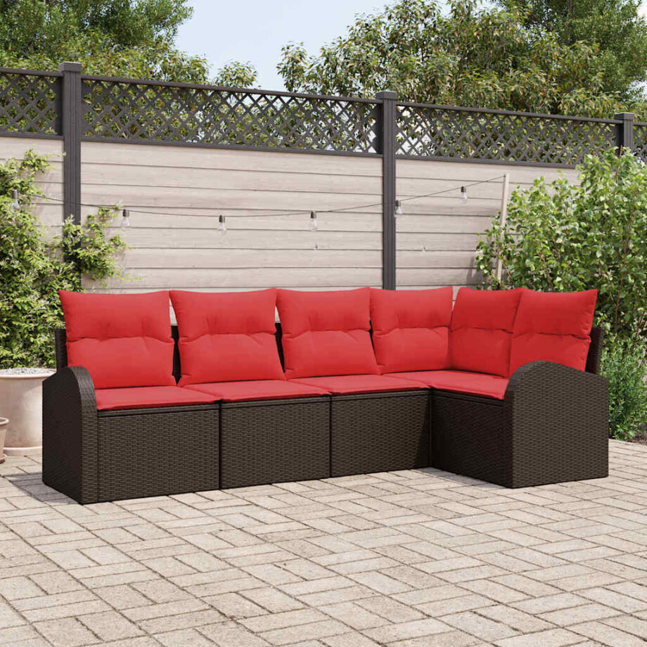 vidaXL Tuin Sofa Set 5 pcs Bruin poly rattan vidaXL Tuin Sofa Set 5 pcs Bruin poly rattan afbeelding 1