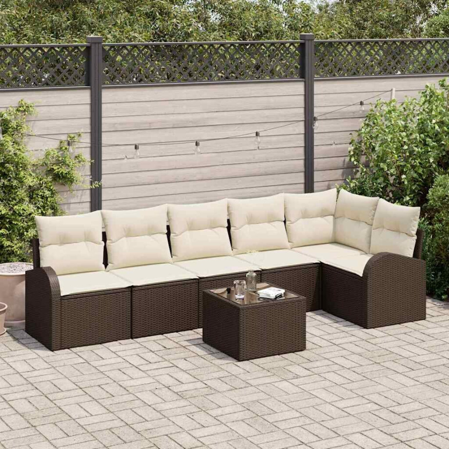 vidaXL Tuin Sofa Set Bruin poly rattan afbeelding 1