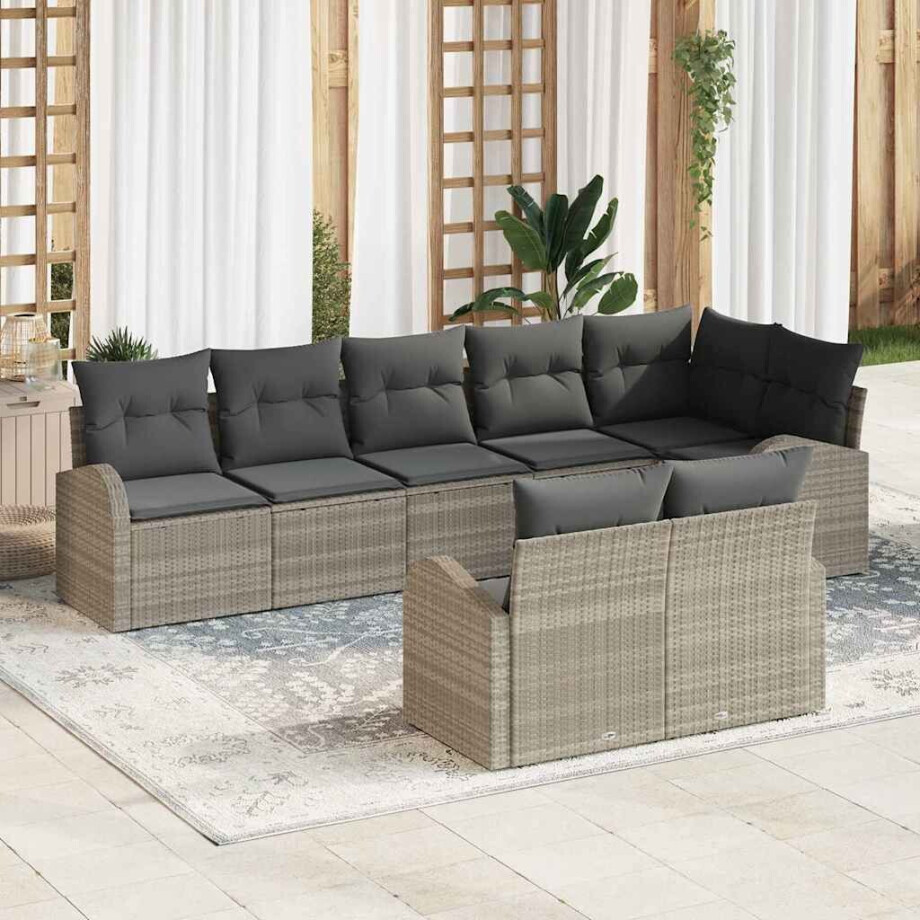 vidaXL Tuin Sofa Set Lichtgrijs 55 x 55 x 37 cm poly rattan afbeelding 1