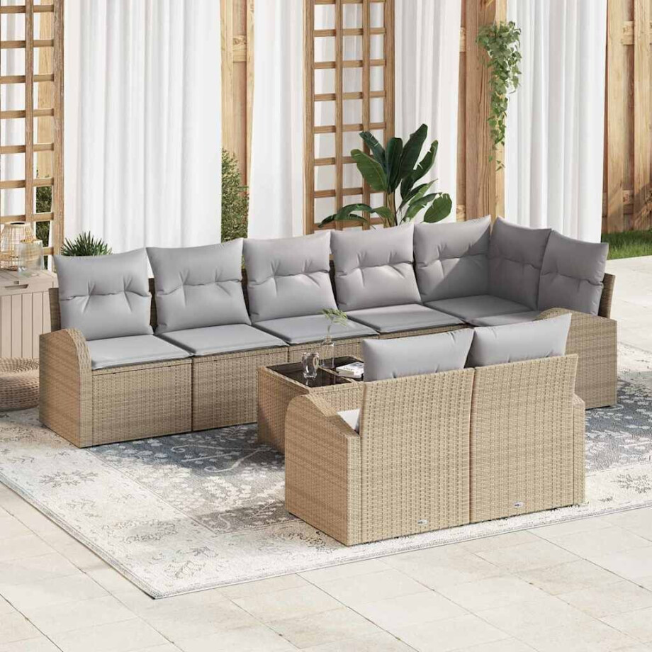 vidaXL Tuin Sofa Set Beige en Grijs 55 x 55 x 37 cm poly rattan afbeelding 1