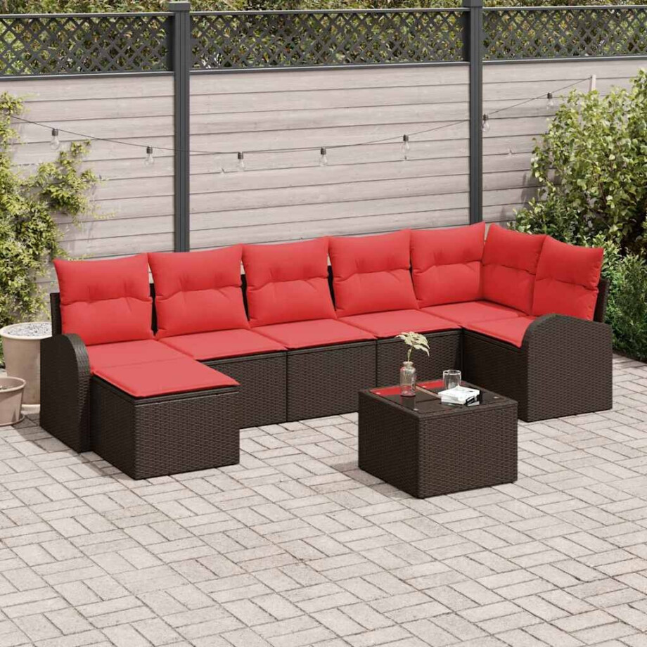 vidaXL Tuin Sofa Set met kussen 8 pcs Bruin Poly Rattan vidaXL Tuin Sofa Set met kussen 8 pcs Bruin Poly Rattan afbeelding 1