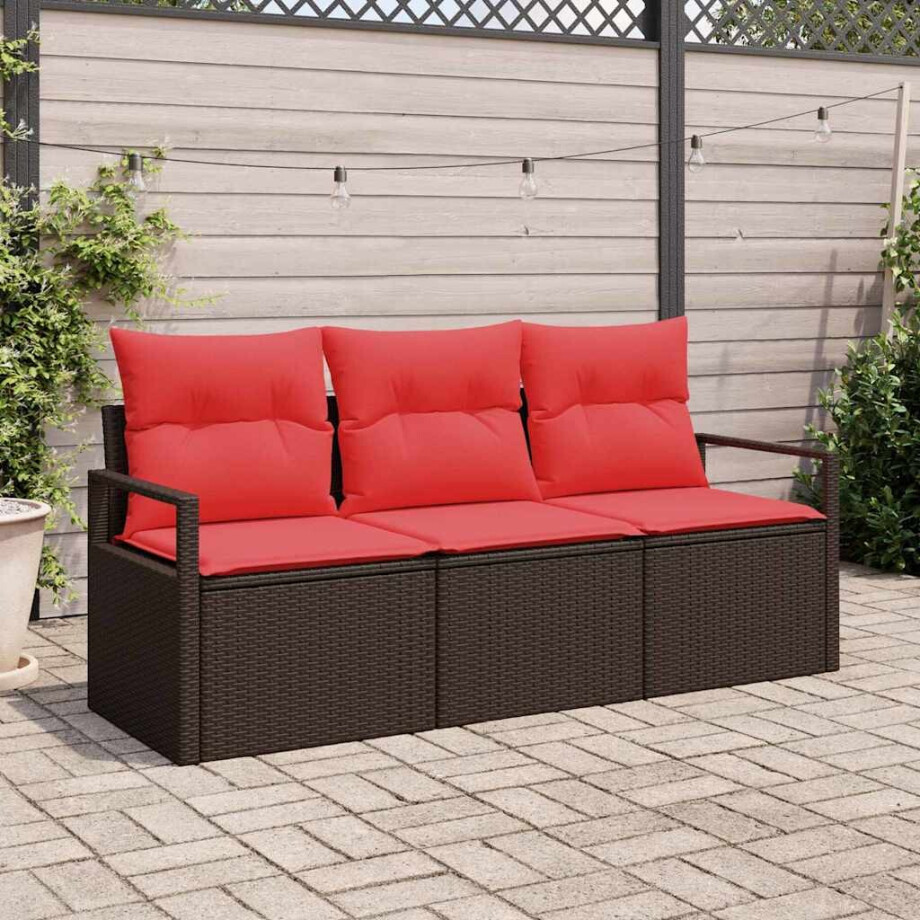 vidaXL Bankstel 3 pcs Bruin poly rattan afbeelding 1