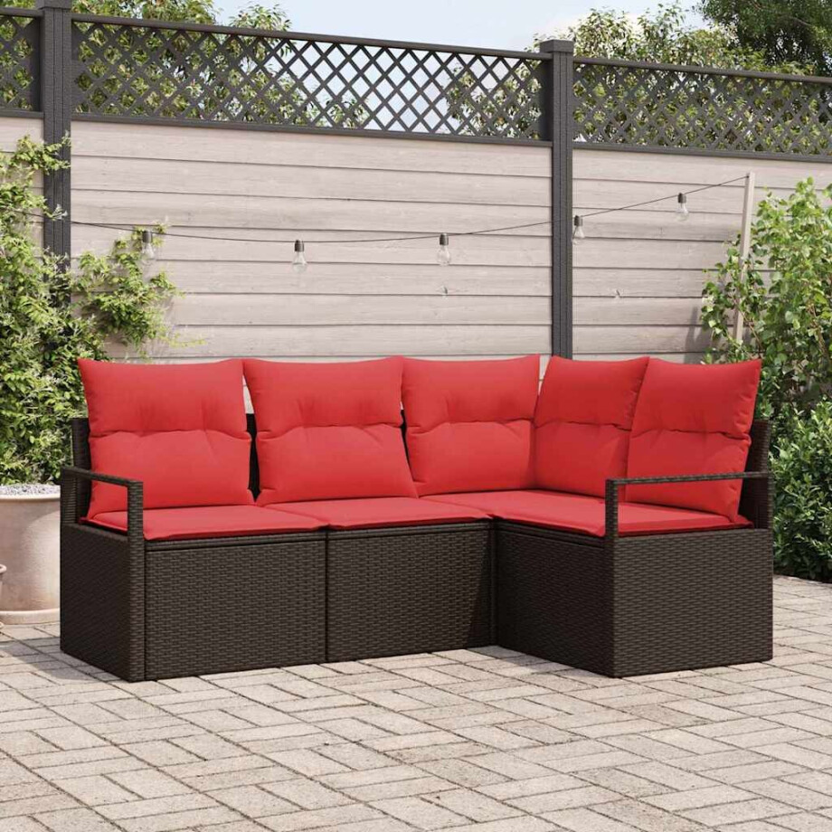 vidaXL Bankstel 4 pcs Bruin poly rattan afbeelding 1