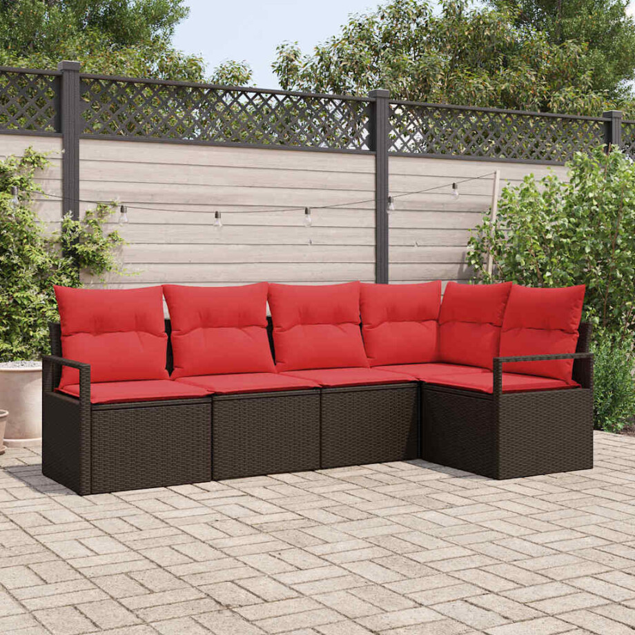 vidaXL Bankstel 5 pcs Bruin poly rattan afbeelding 1