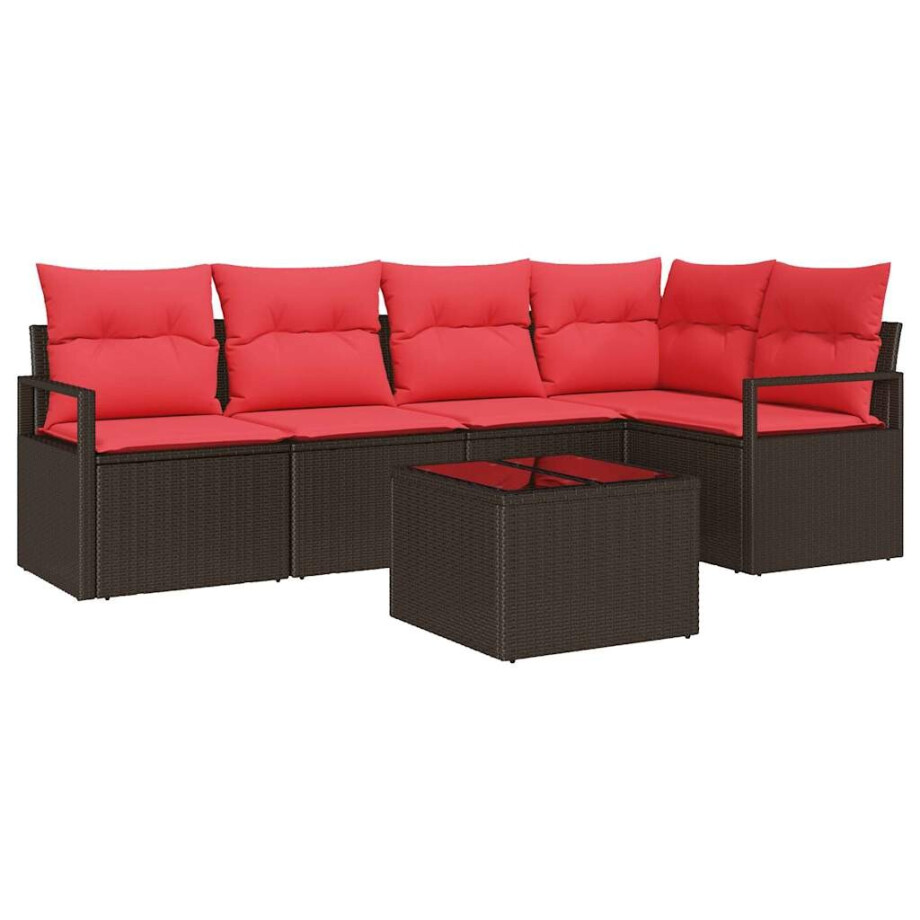 vidaXL Bankstel 6 pcs Bruin poly rattan afbeelding 1