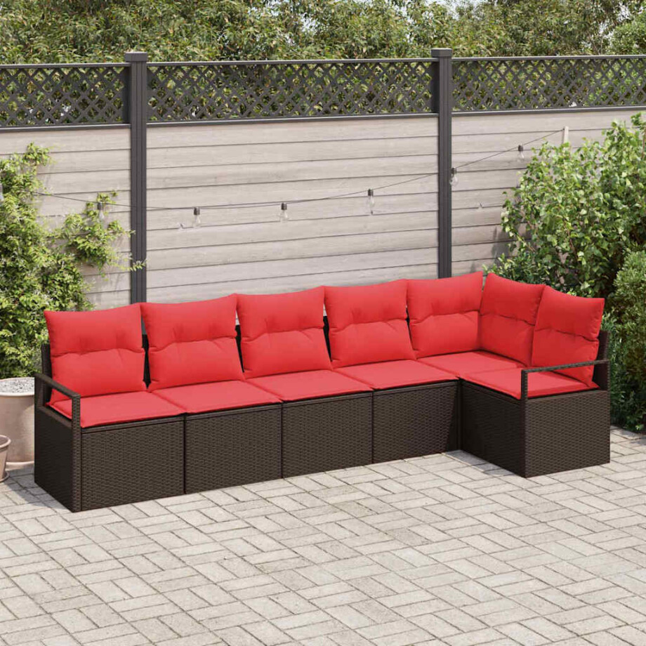 vidaXL Bankstel 6 pcs Bruin poly rattan afbeelding 1