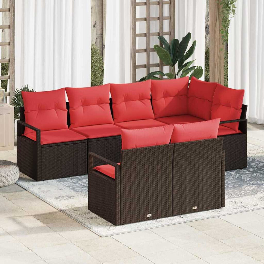 vidaXL Bankstel 7 pcs Bruin poly rattan afbeelding 1