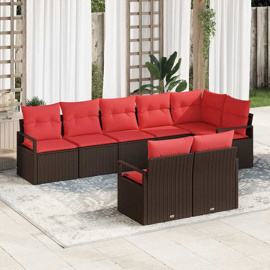 vidaXL Bankstel 8 pcs Bruin poly rattan afbeelding 1