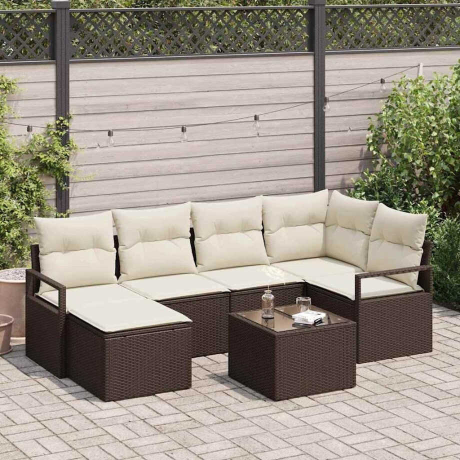 vidaXL Bankstel 7 pcs Bruin poly rattan afbeelding 1