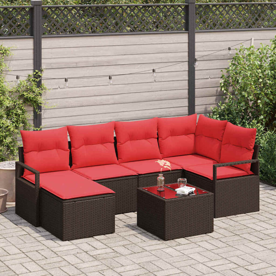 vidaXL Bankstel 7 pcs Bruin poly rattan afbeelding 1