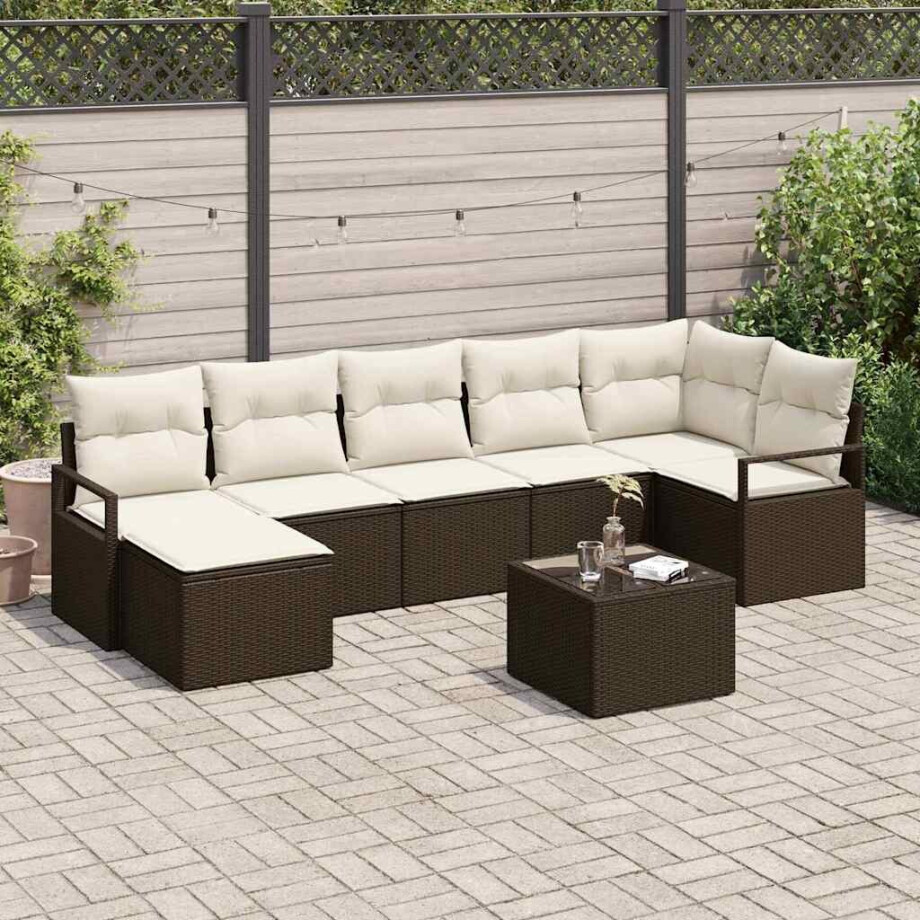 vidaXL Bankstel 8 pcs Bruin poly rattan afbeelding 1