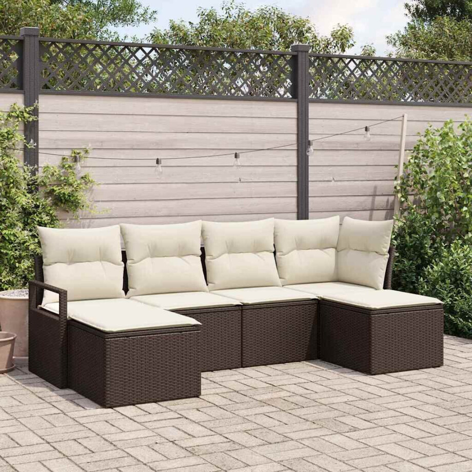 vidaXL Bankstel 6 pcs Bruin poly rattan afbeelding 1